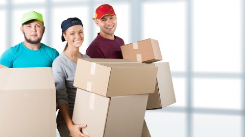 Truck loaded with boxes and household items for a Hendon move