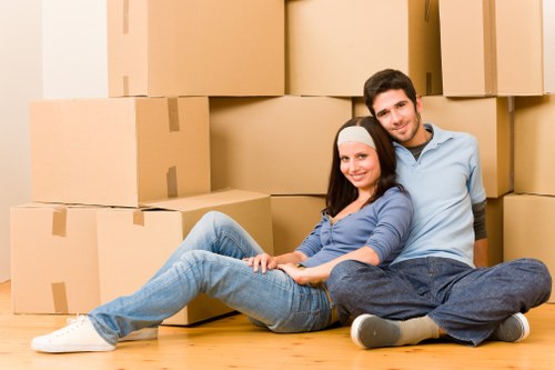Flat removals team preparing for a move in Hendon