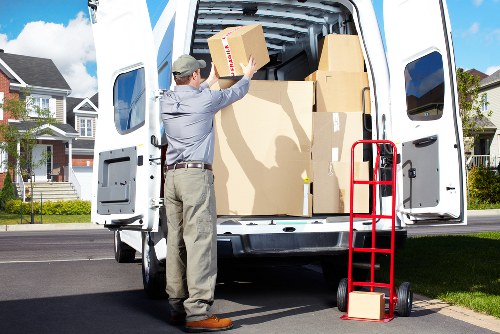 Business equipment being prepared for a Hendon commercial move
